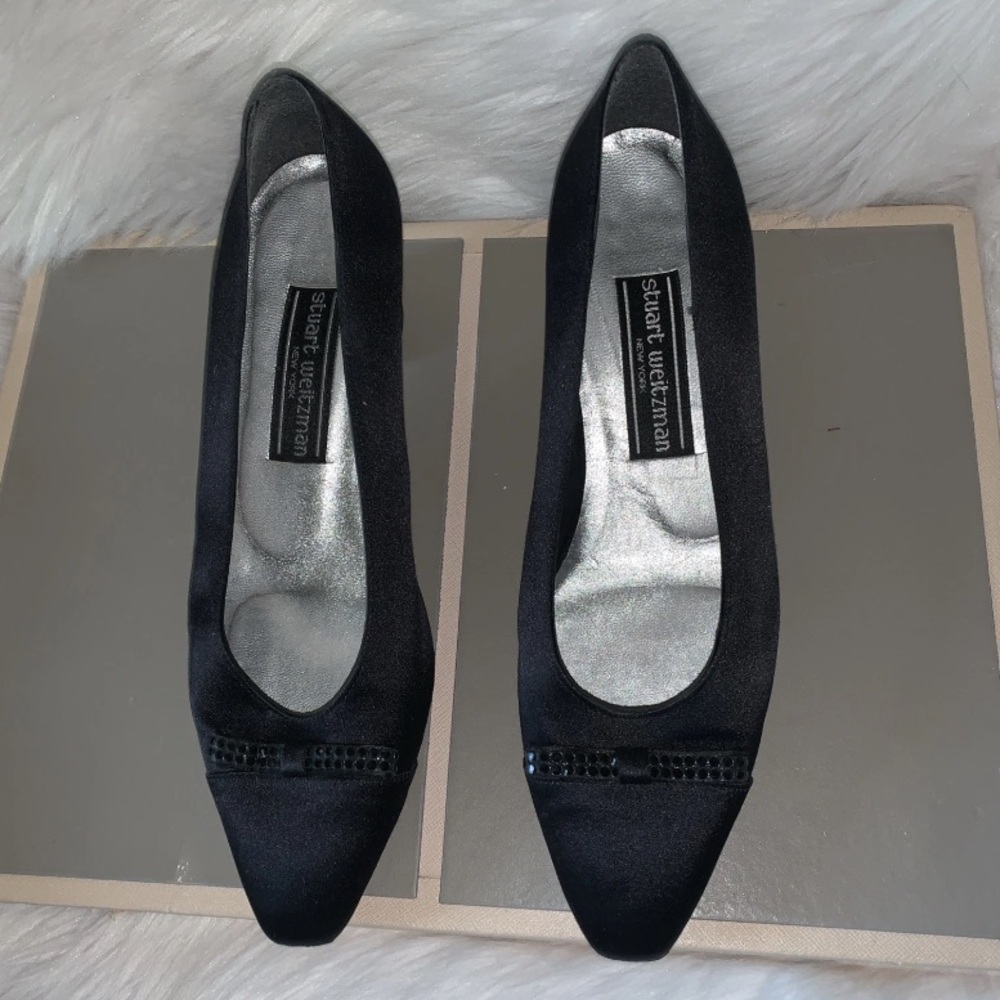 🪢 Stuart Weitzman Black Flats with Silver Accents 7